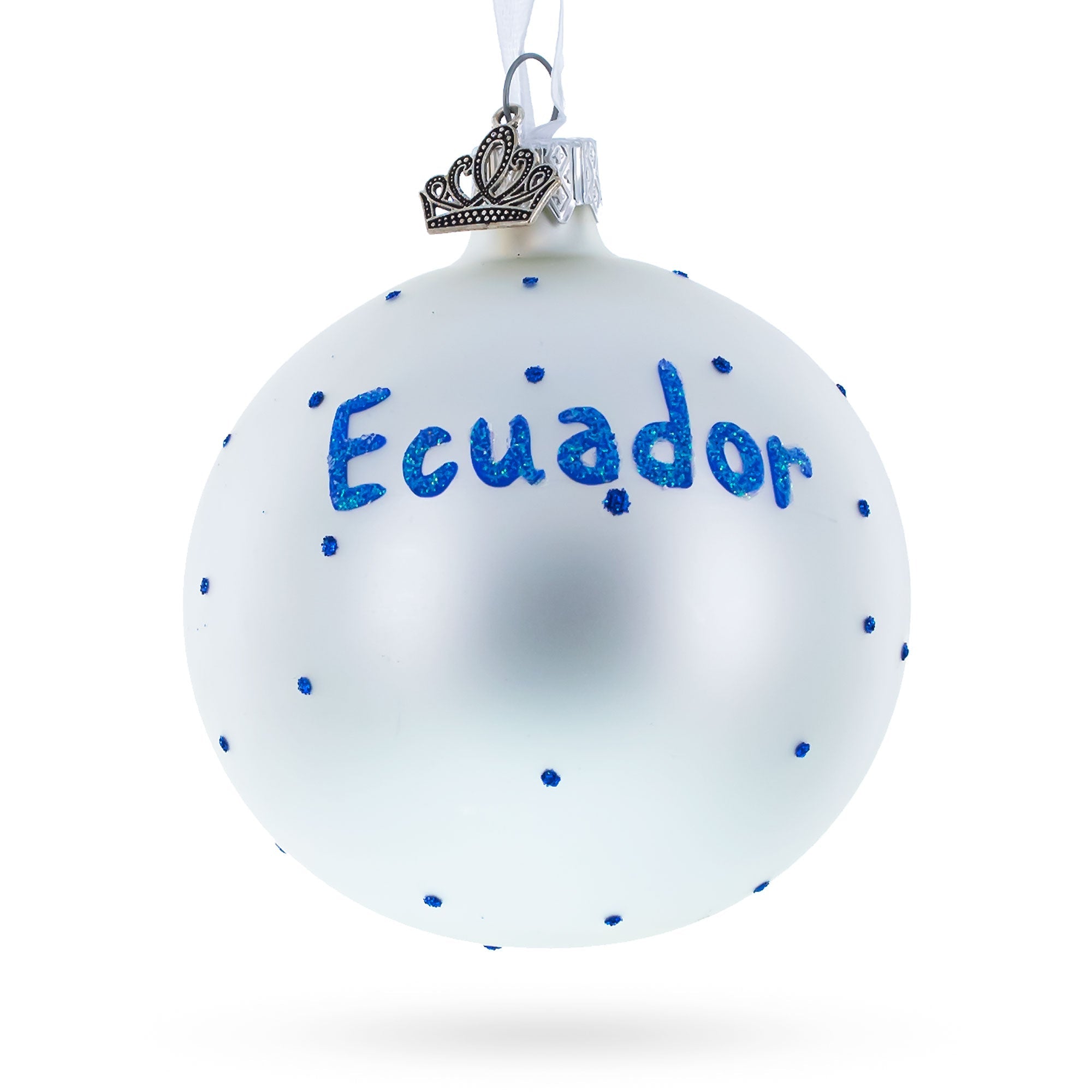Flag of Ecuador Glass Ball Christmas Ornament 3.25 Inches
