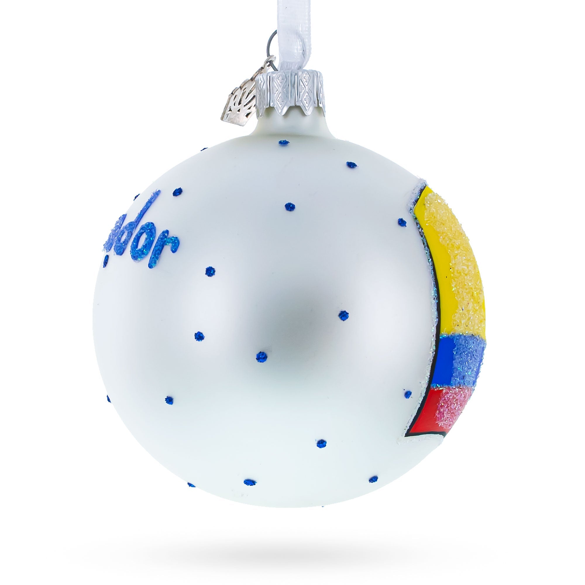 Flag of Ecuador Glass Ball Christmas Ornament 3.25 Inches
