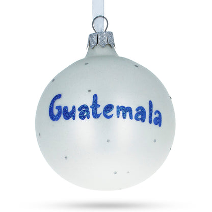 Flag of Guatemala Glass Ball Christmas Ornament 3.25 Inches
