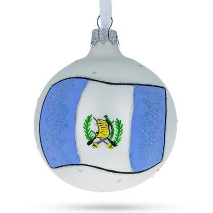 Flag of Guatemala Glass Ball Christmas Ornament 3.25 Inches