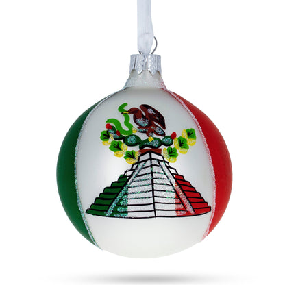 Flag of Mexico Glass Christmas Ornament 3.25 Inches BestPysanky