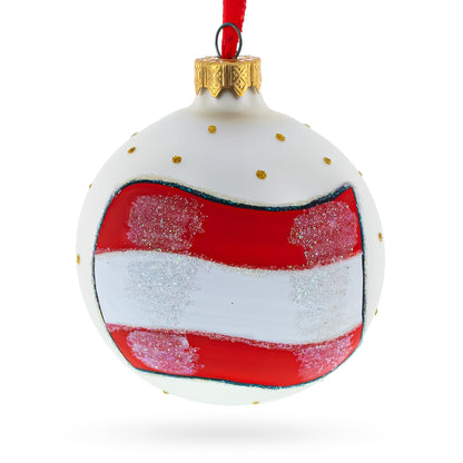 Flag of Austria Glass Ball Christmas Ornament 3.25 Inches