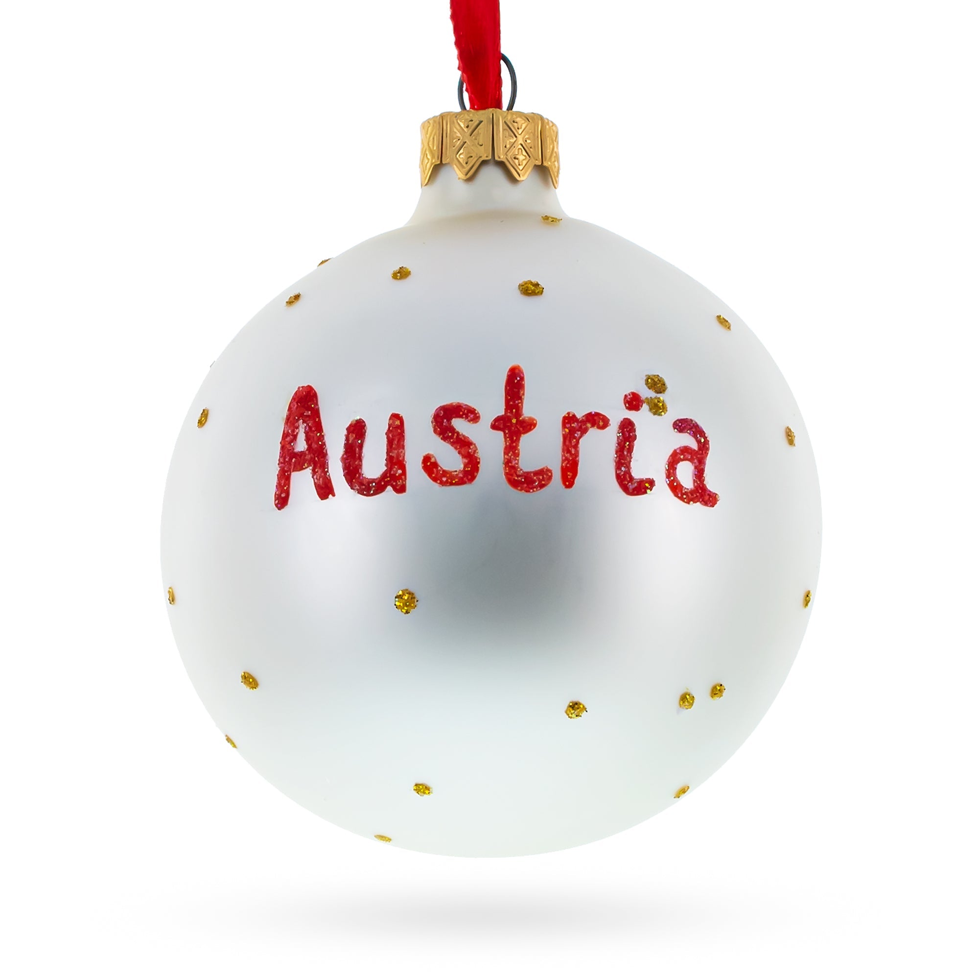 Flag of Austria Glass Ball Christmas Ornament 3.25 Inches