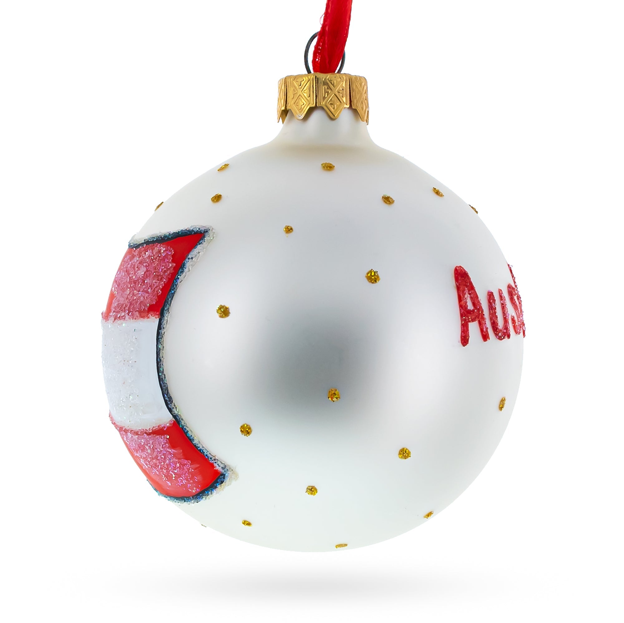 Flag of Austria Glass Ball Christmas Ornament 3.25 Inches