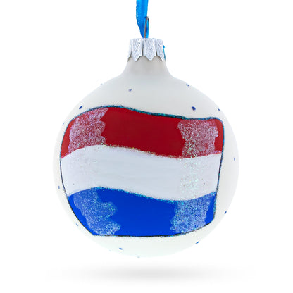 Flag of Netherlands Glass Ball Christmas Ornament 3.25 Inches