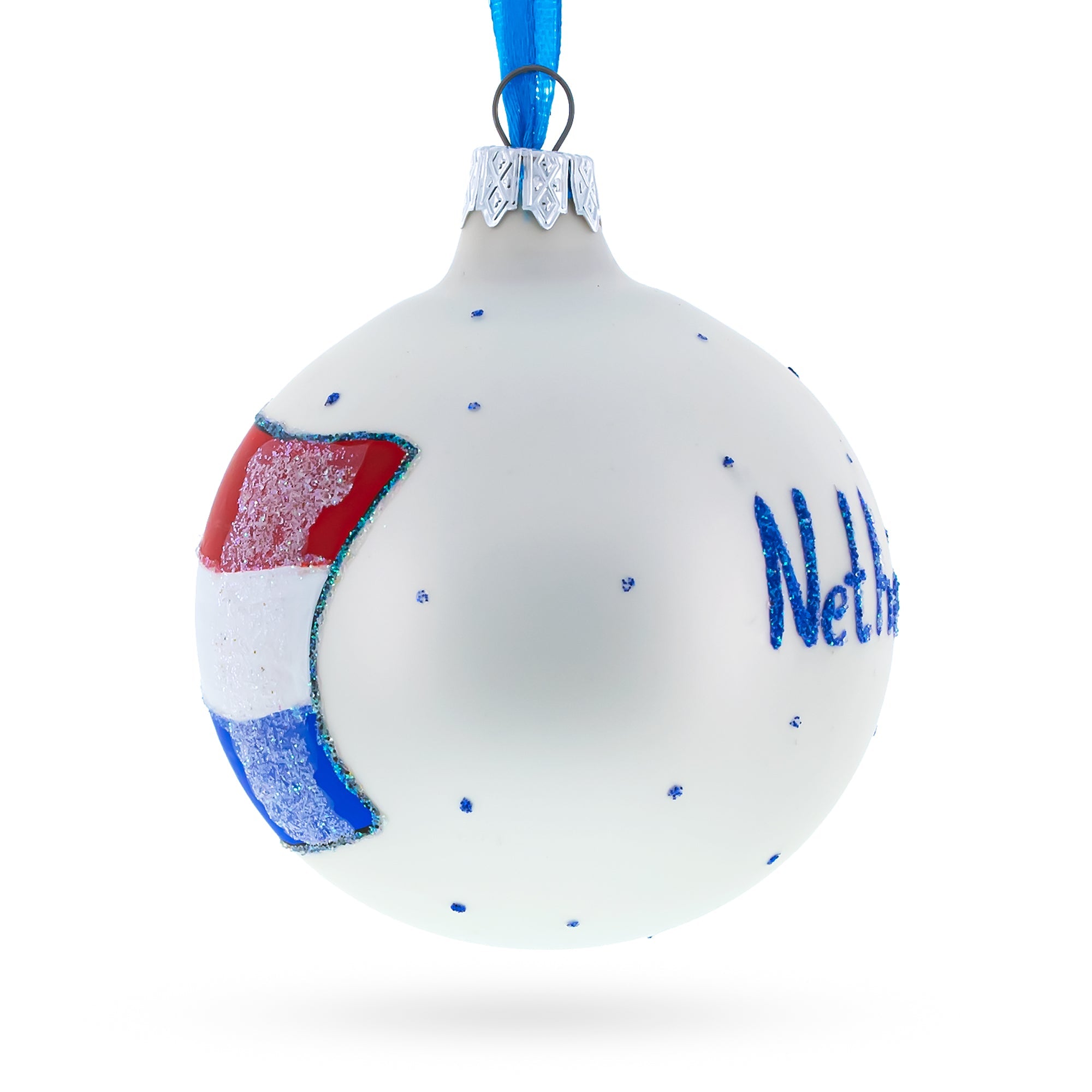 Flag of Netherlands Glass Ball Christmas Ornament 3.25 Inches