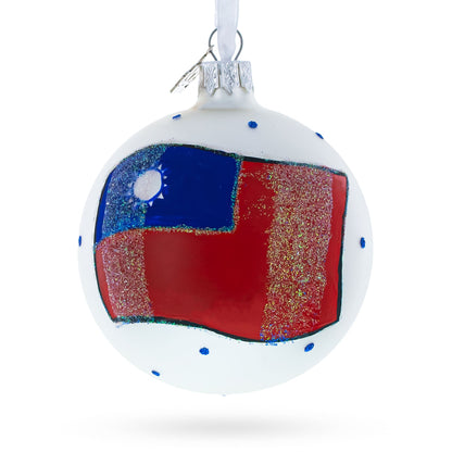 Flag of Taiwan Glass Ball Christmas Ornament 3.25 Inches