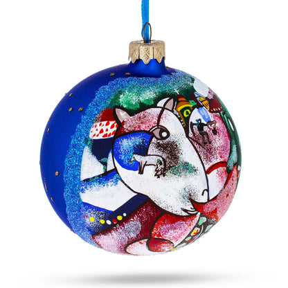 Marc Chagall's 1911 'I And The Village' Masterpiece Glass Ball Christmas Ornament 4 Inches
