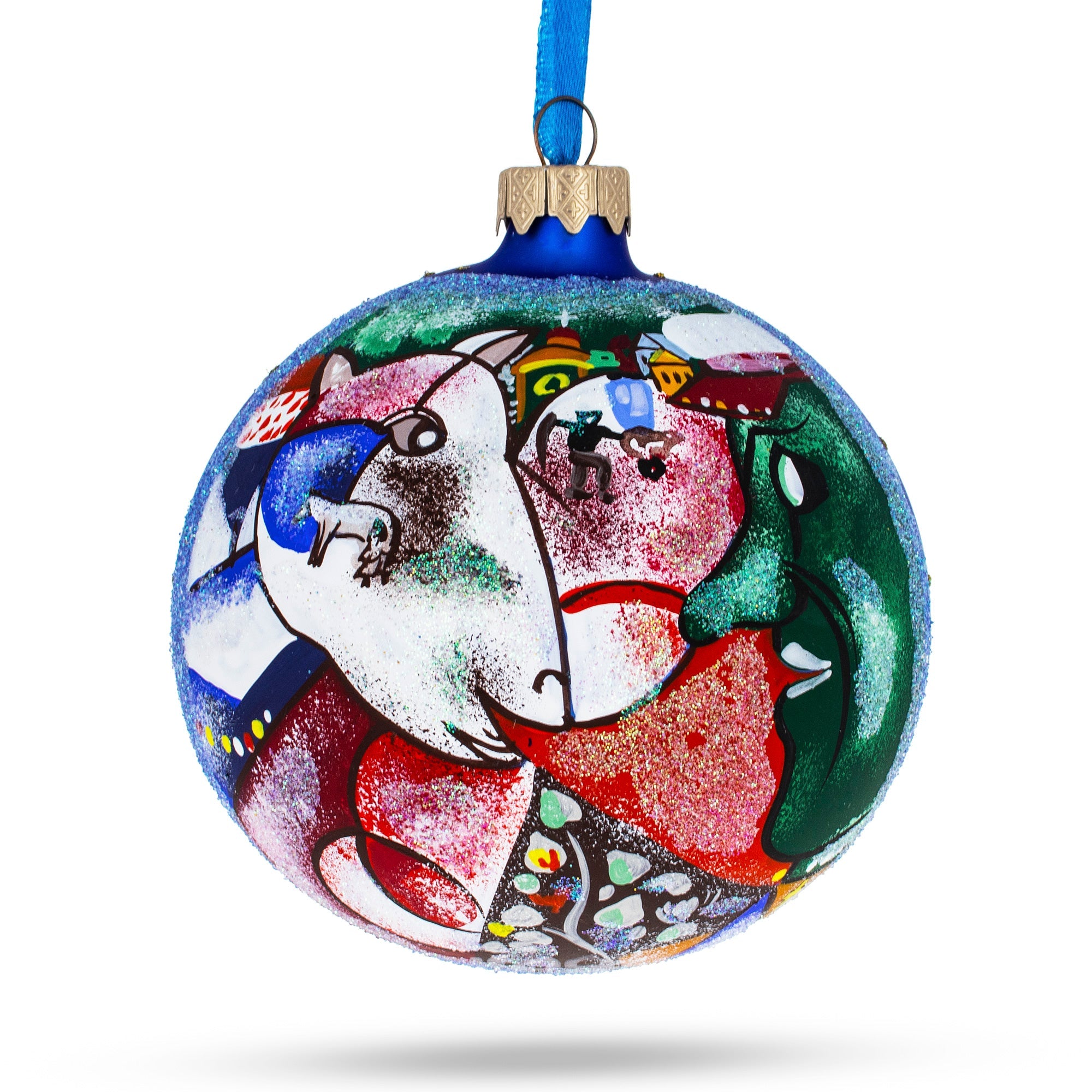 Marc Chagall's 1911 'I And The Village' Masterpiece Glass Ball Christmas Ornament 4 Inches
