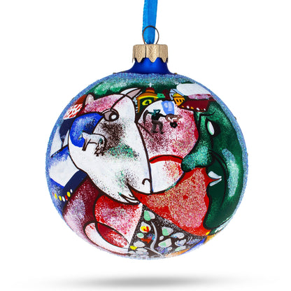 Marc Chagall's 1911 'I And The Village' Masterpiece Glass Ball Christmas Ornament 4 Inches