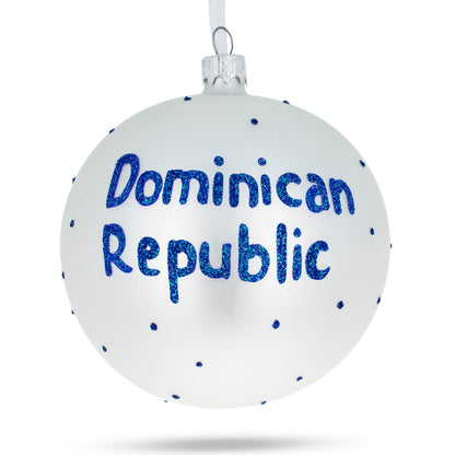 Flag of Dominican Republic Glass Ball Christmas Ornament 4 Inches
