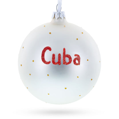 Flag of Cuba Glass Ball Christmas Ornament 4 Inches (Made in Ukraine)