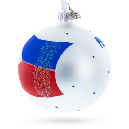 Flag of Philippines Glass Ball Christmas Ornament 4 Inches