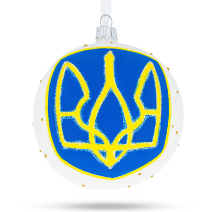 Ukraine Coat of Arms Glass Ball Christmas Ornament 4 Inches