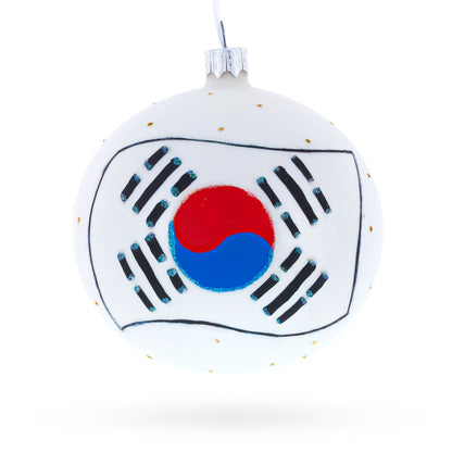 Flag of South Korea Glass Ball Christmas Ornament 4 Inches