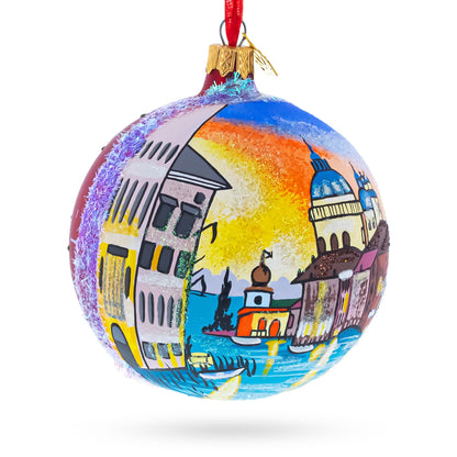 Venetia, Italy Glass Ball Christmas Ornament 4 Inches