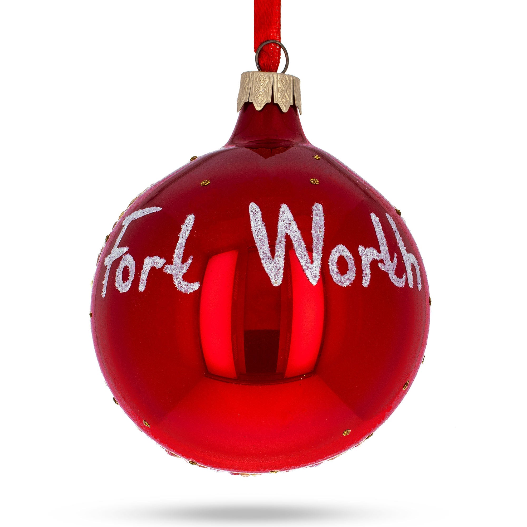 Fort Worth, Texas, USA Glass Christmas Ornament 3.25 Inches