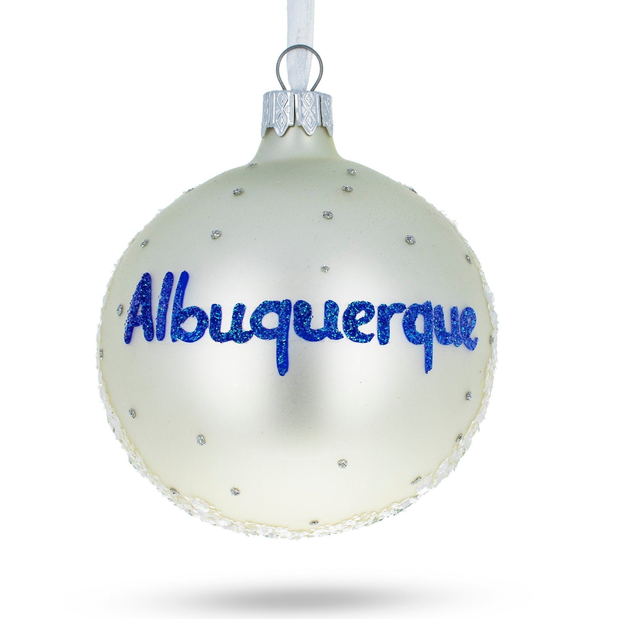 Albuquerque, New Mexico, USA Glass Christmas Ornament 3.25 Inches