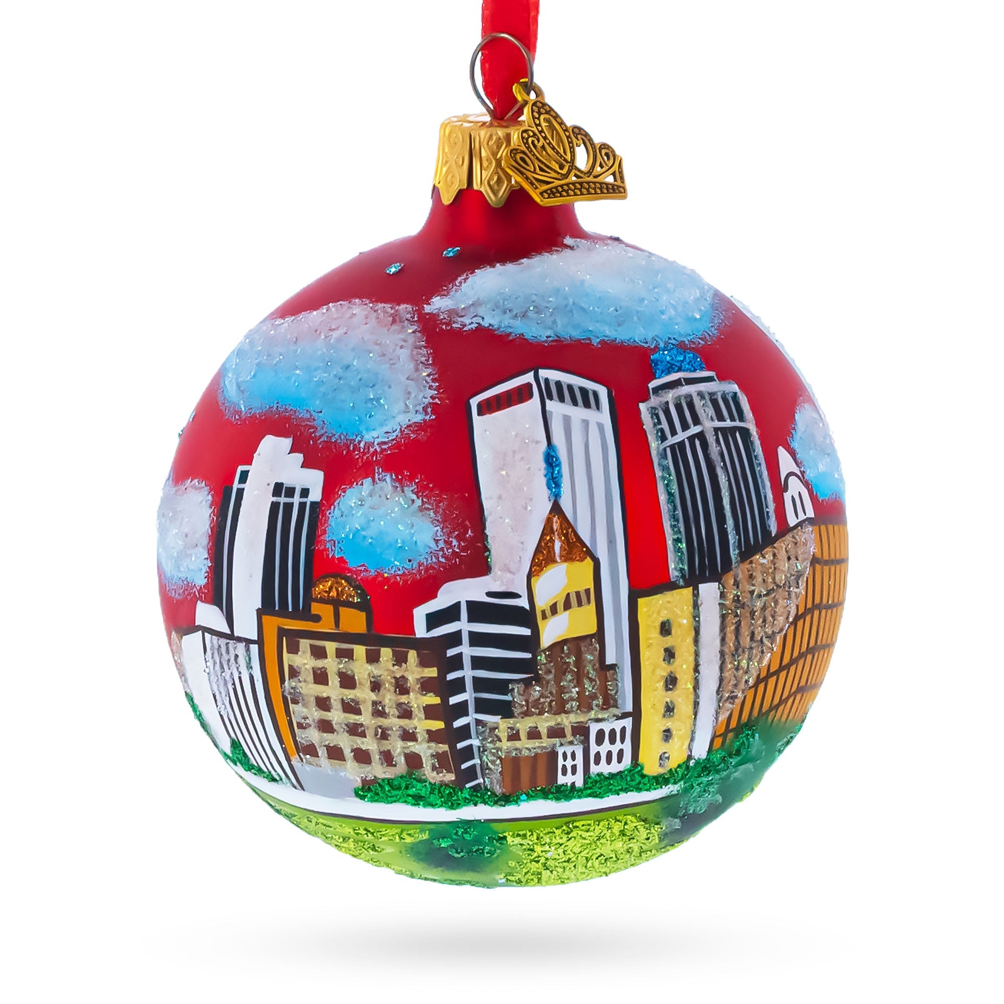 Tulsa, Oklahoma, USA Glass Christmas Ornament 3.25 Inches