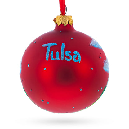Tulsa, Oklahoma, USA Glass Christmas Ornament 3.25 Inches