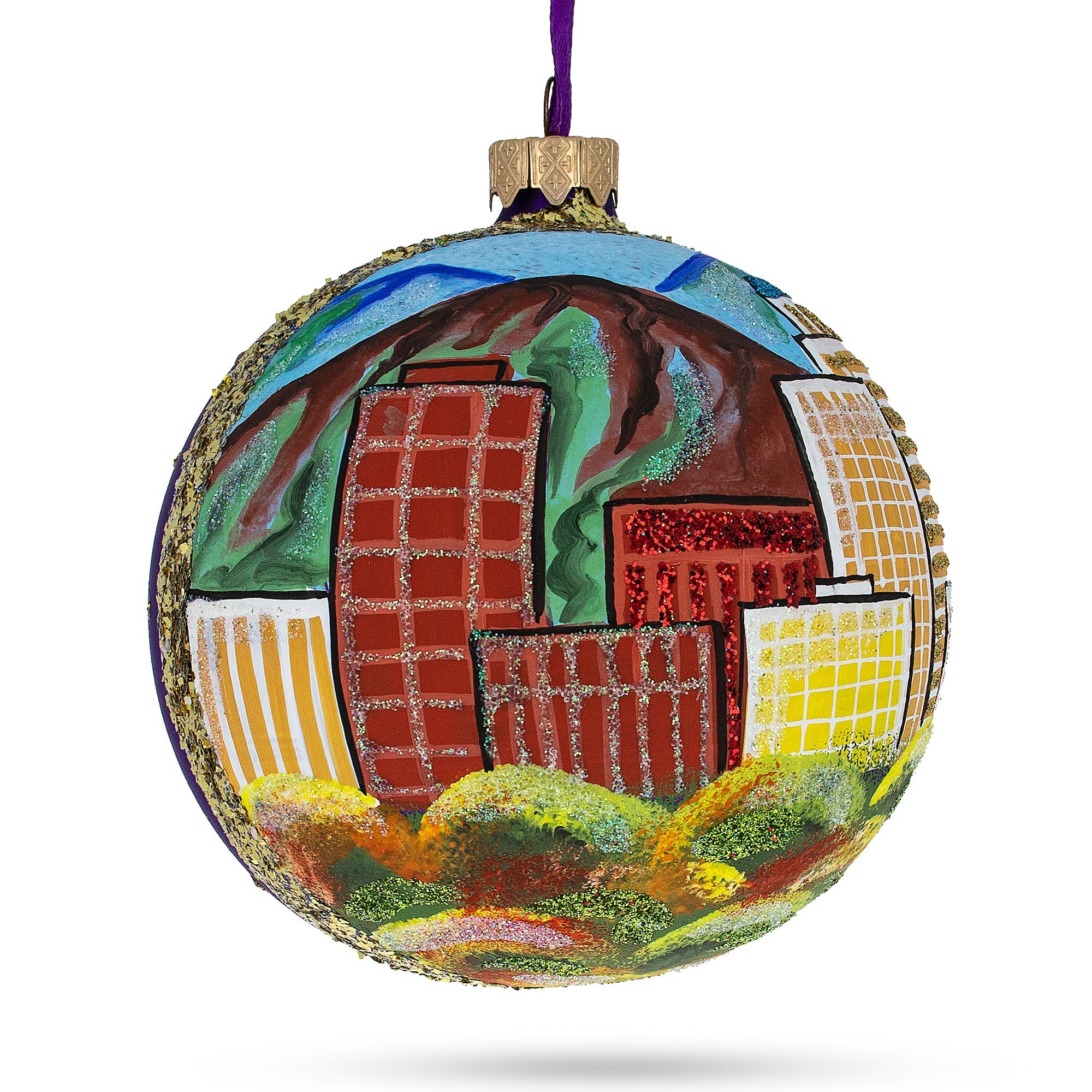 Colorado Springs, Colorado, USA Glass Ball Christmas Ornament 4 Inches