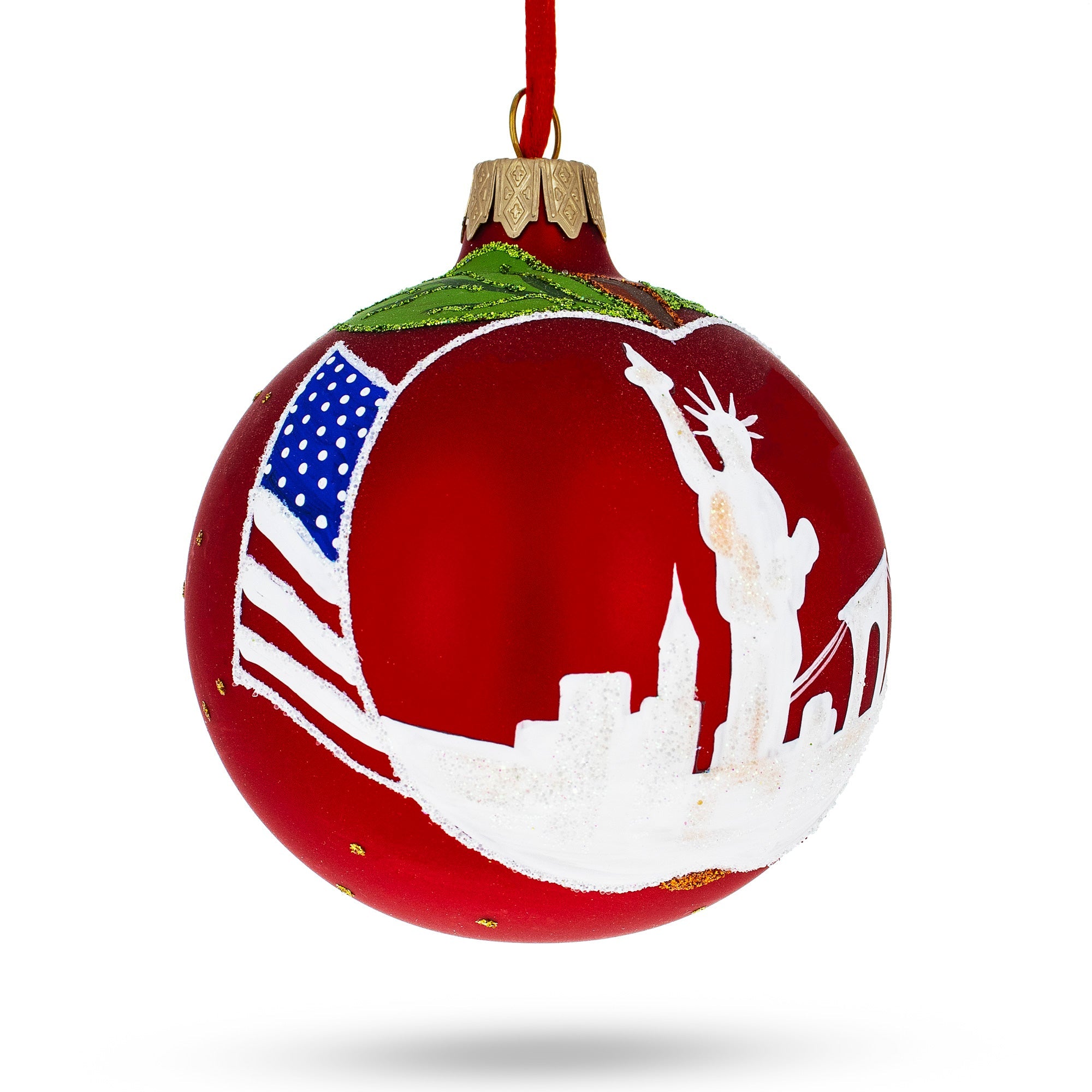 I Love New York Glass Ball Christmas Ornament 3.25 Inches BestPysanky