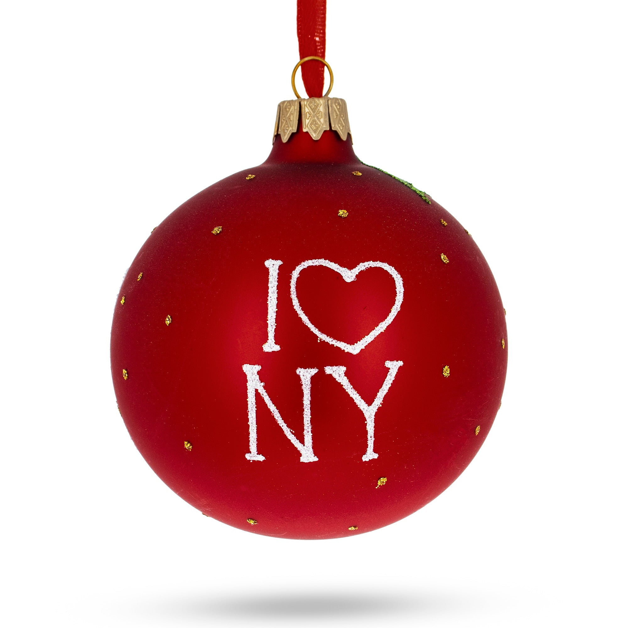 I Love New York Glass Ball Christmas Ornament 3.25 Inches BestPysanky