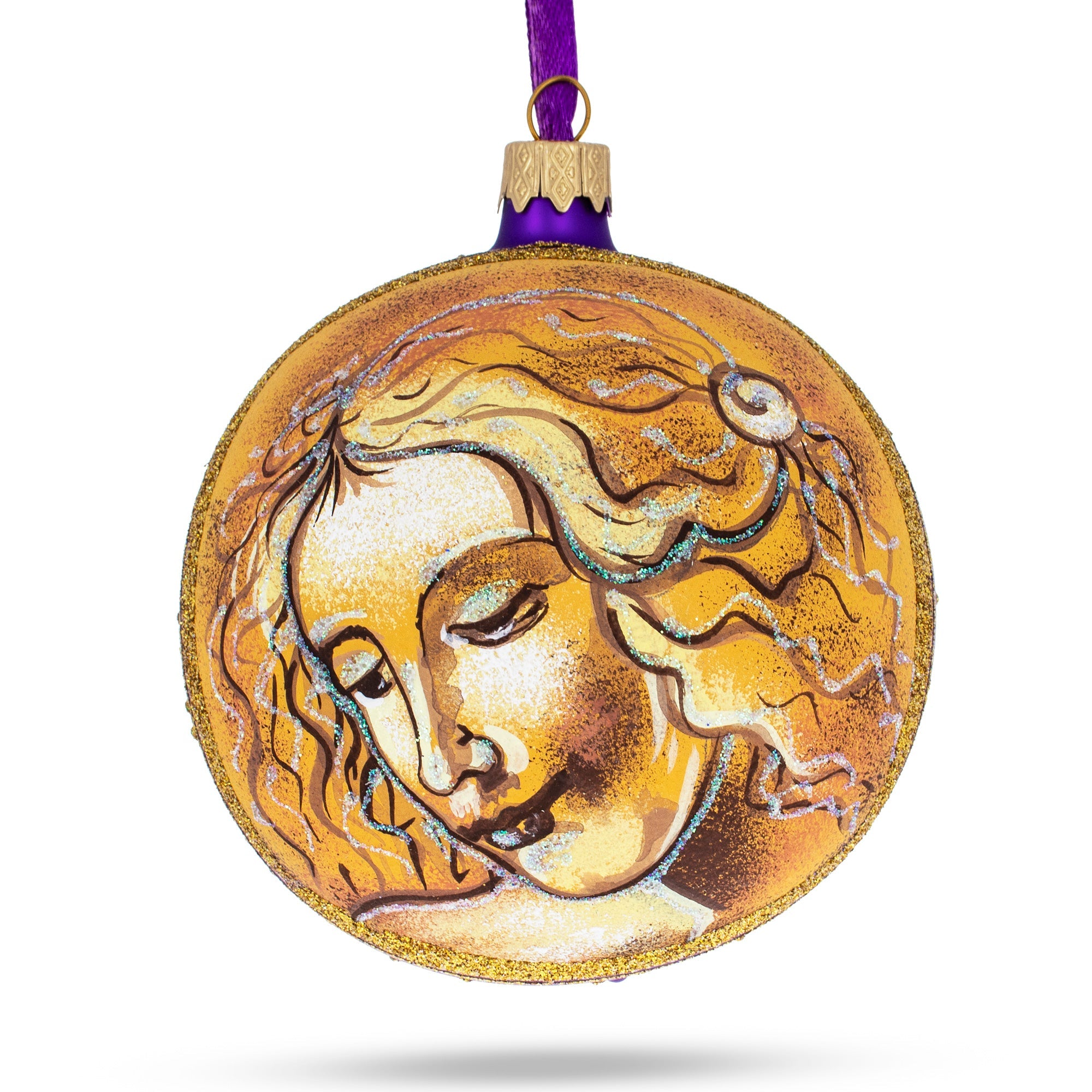 Leonardo Da Vinci's 'Head of A Woman' Glass Ball Christmas Ornament 4 Inches BestPysanky
