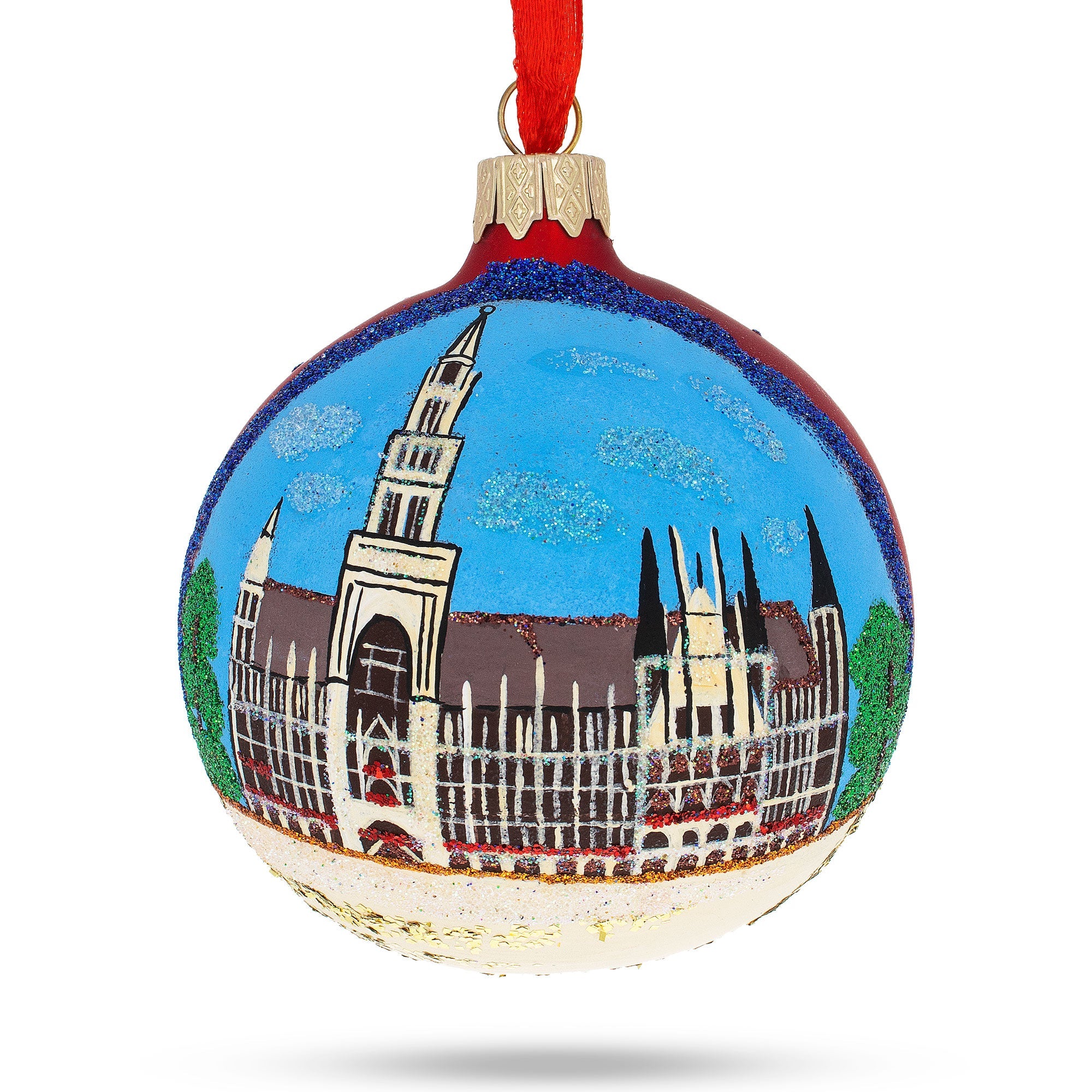 Marienplatz in Munich, Germany Glass Ball Christmas Ornament 3.25 Inches
