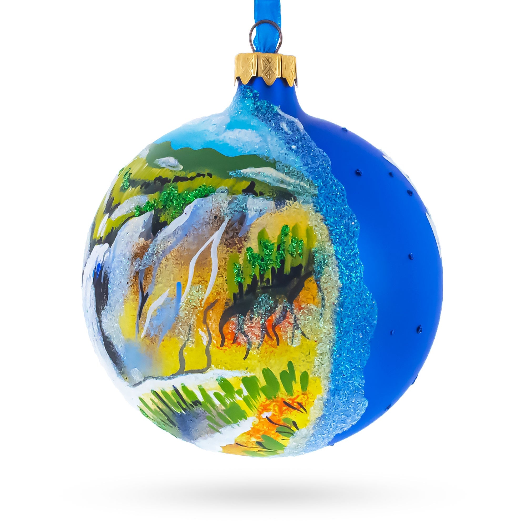 Yellowstone National Park, Wyoming Glass Ball Christmas Ornament 4 Inches