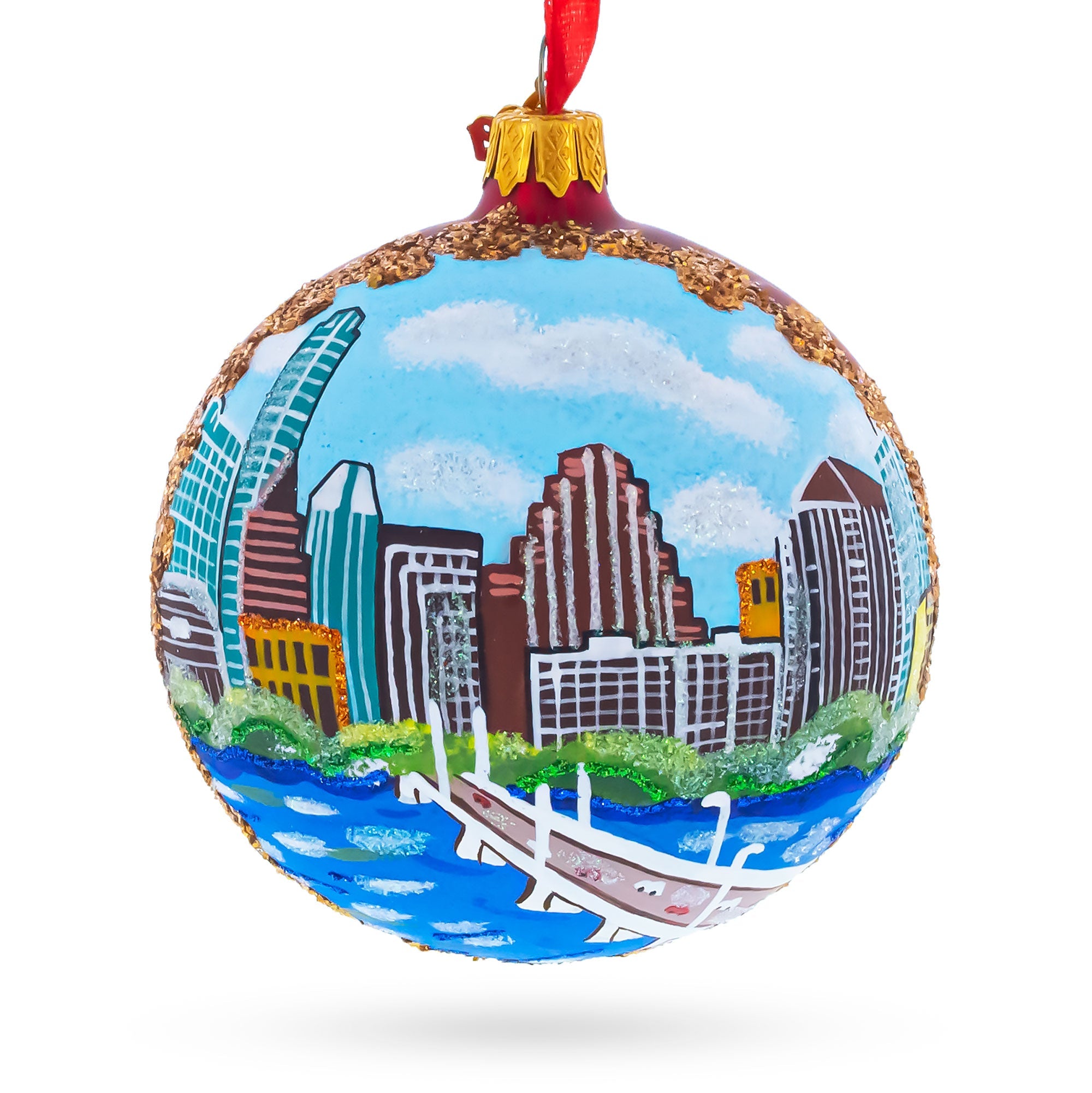 Austin, Texas Glass Ball Christmas Ornament 4 Inches