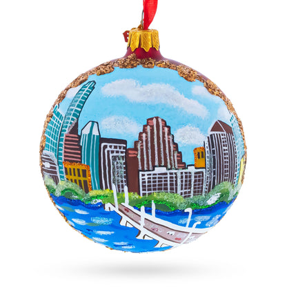 Austin, Texas Glass Ball Christmas Ornament 4 Inches