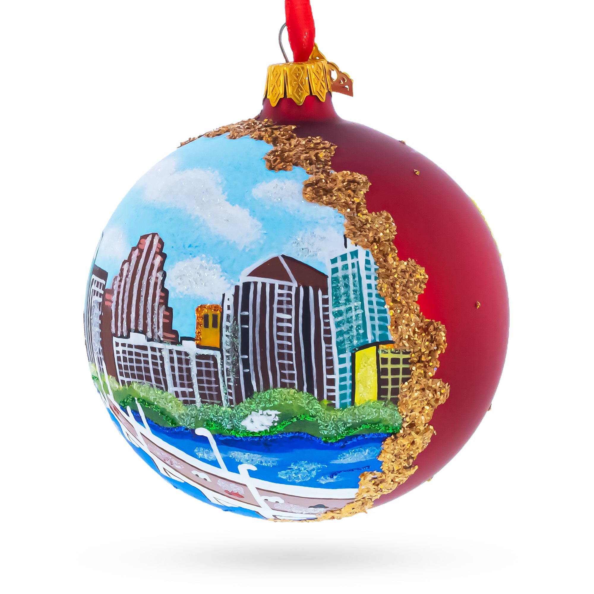 Austin, Texas Glass Ball Christmas Ornament 4 Inches