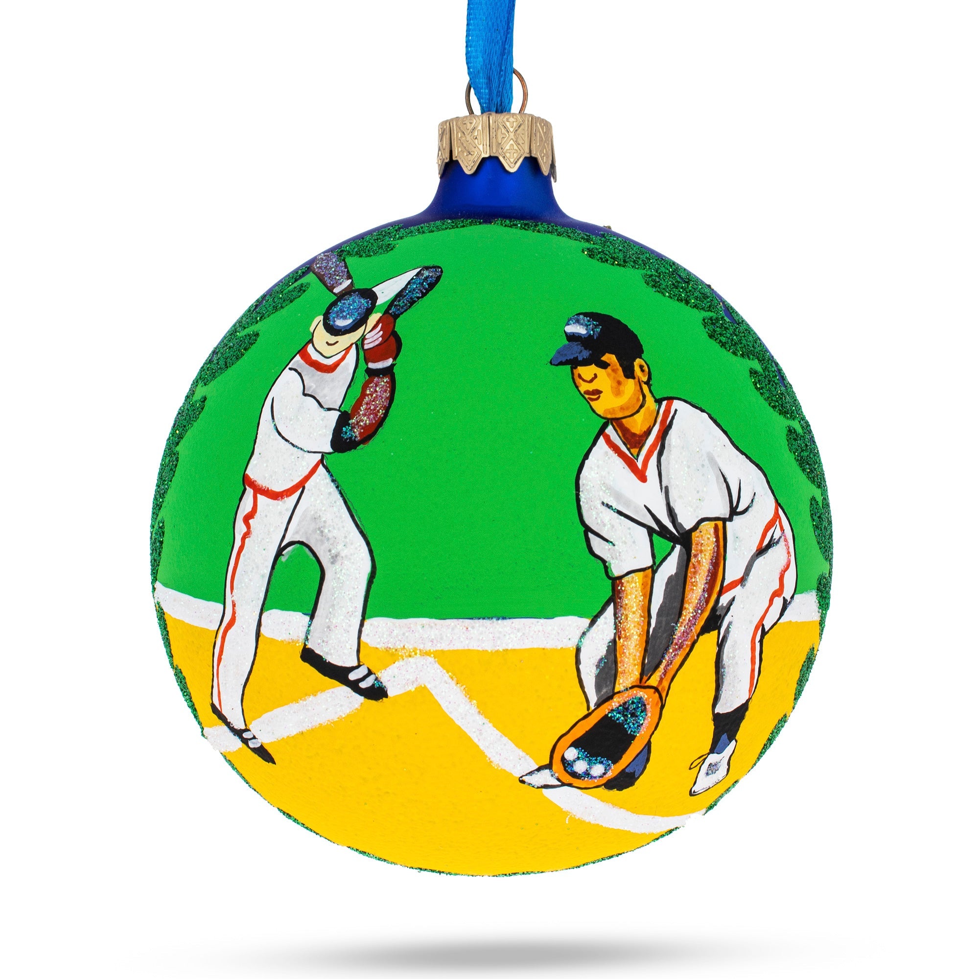 Baseball Players Glass Ball Christmas Ornament 4 Inches BestPysanky