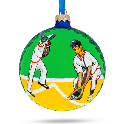 Baseball Players Glass Ball Christmas Ornament 4 Inches BestPysanky