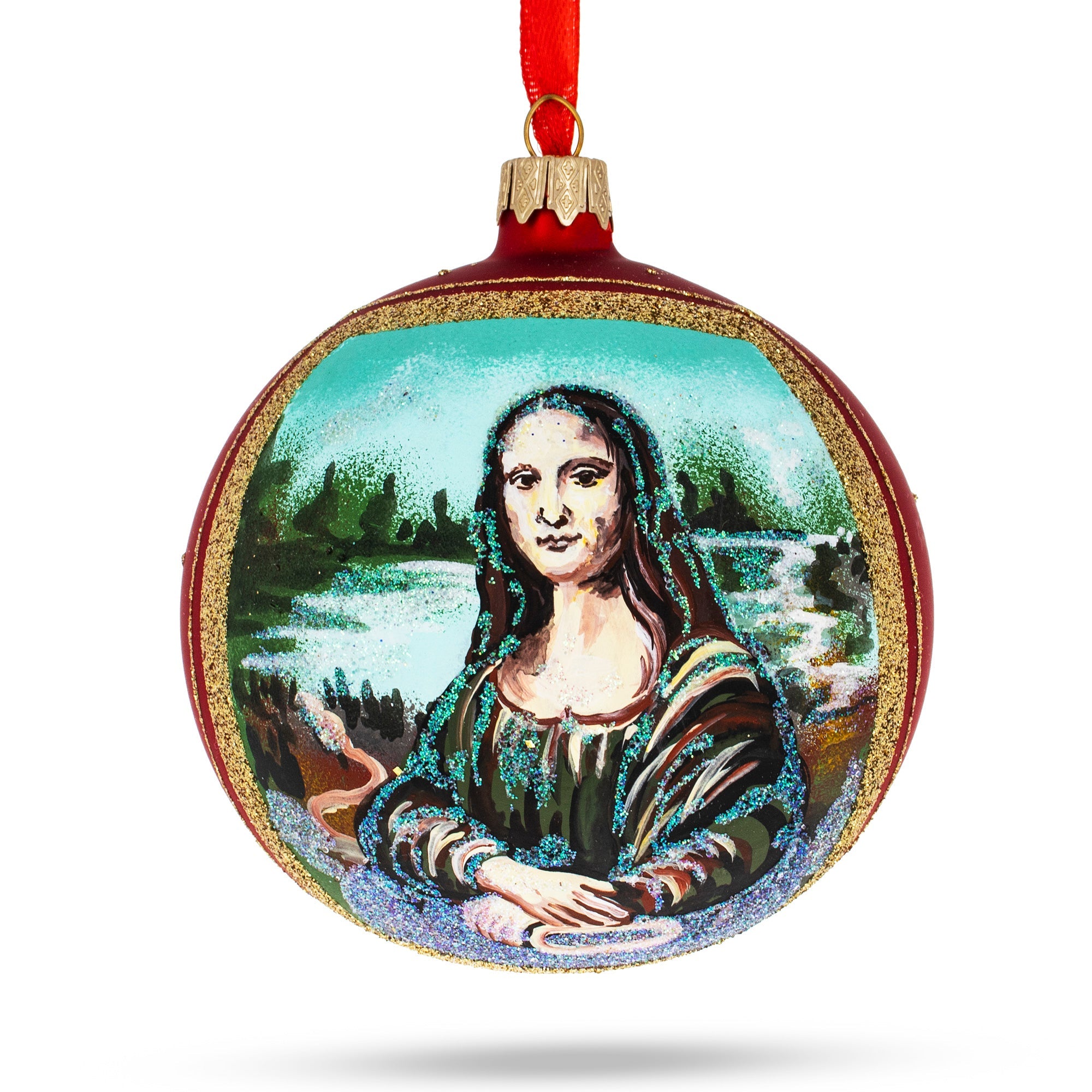 1506 Leonardo da Vinci's 'Mona Lisa' Glass Ball Christmas Ornament 4 Inches