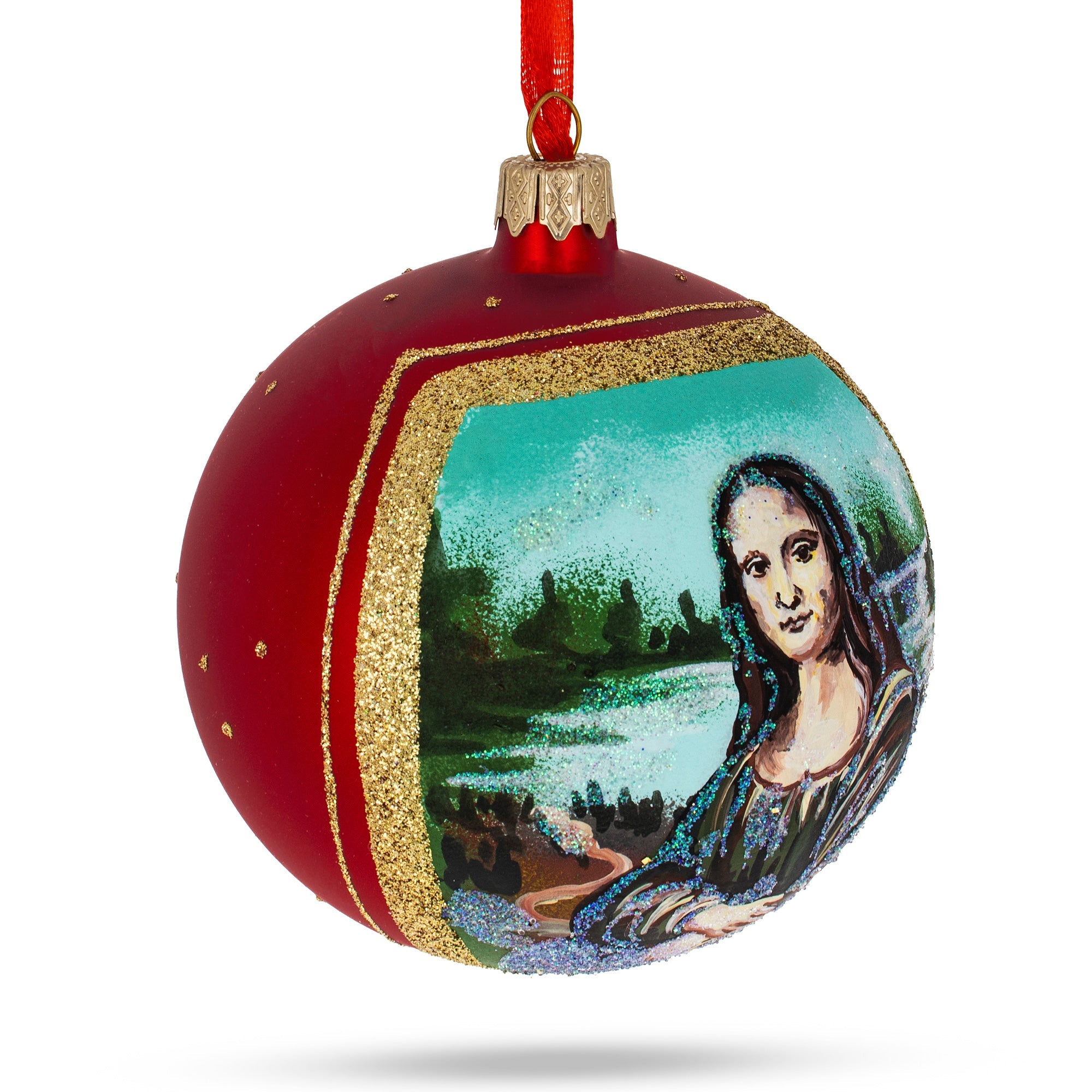 1506 Leonardo da Vinci's 'Mona Lisa' Glass Ball Christmas Ornament 4 Inches