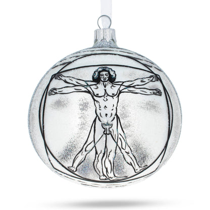 1487 Leonardo da Vinci's 'The Vitruvian Man' Glass Ball Christmas Ornament 4 Inches