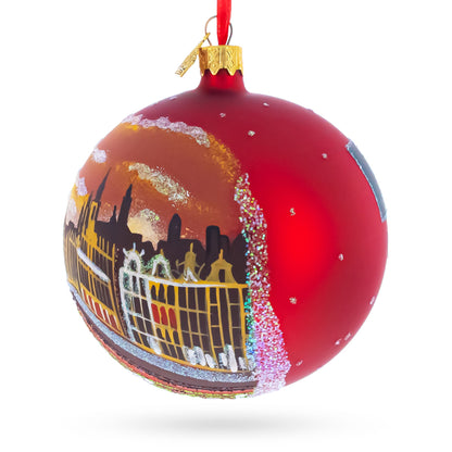 The Grand Place, Brussels, Belgium Glass Ball Christmas Ornament 4 Inches