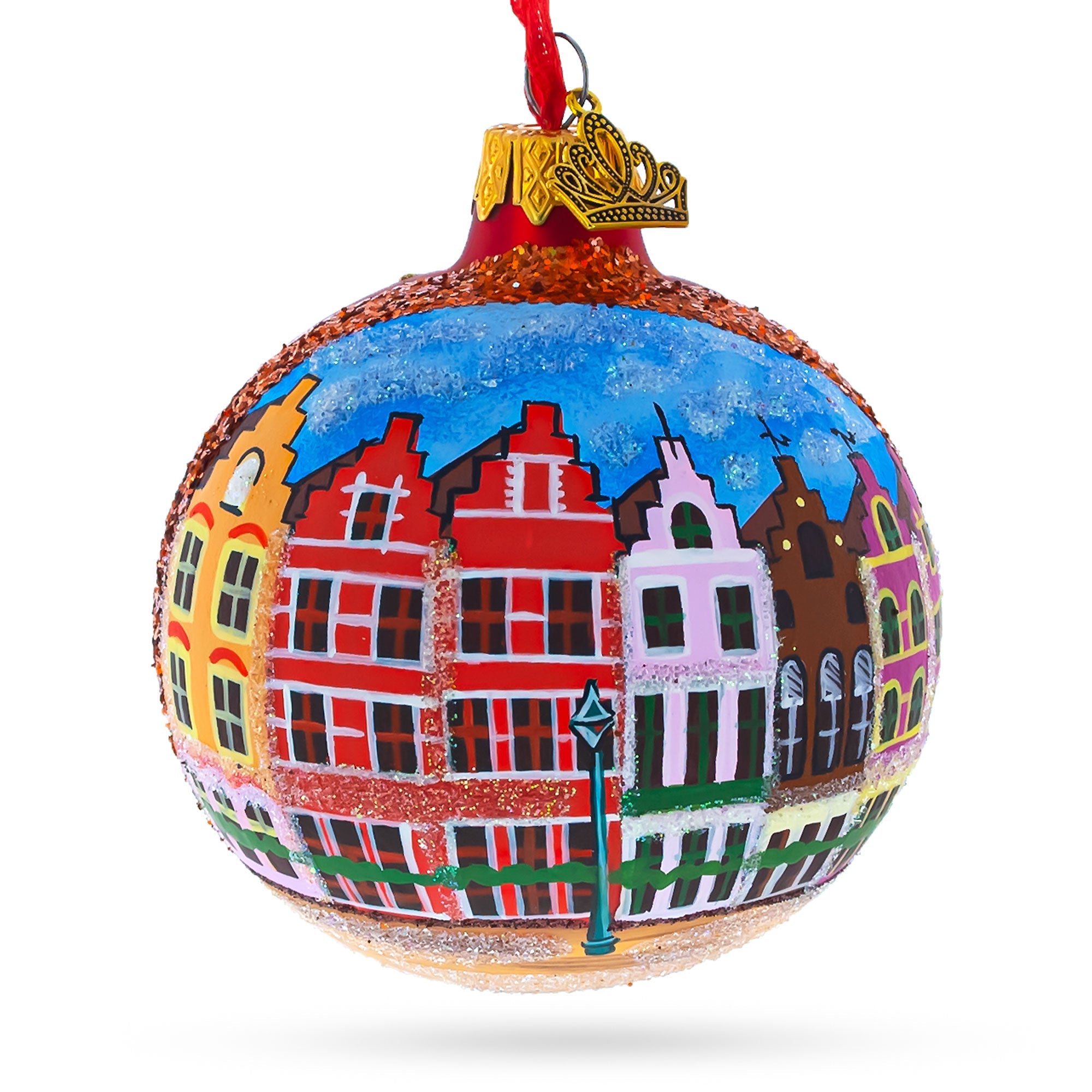 Markt of Bruges, Belgium Glass Ball Christmas Ornament 3.25 Inches BestPysanky