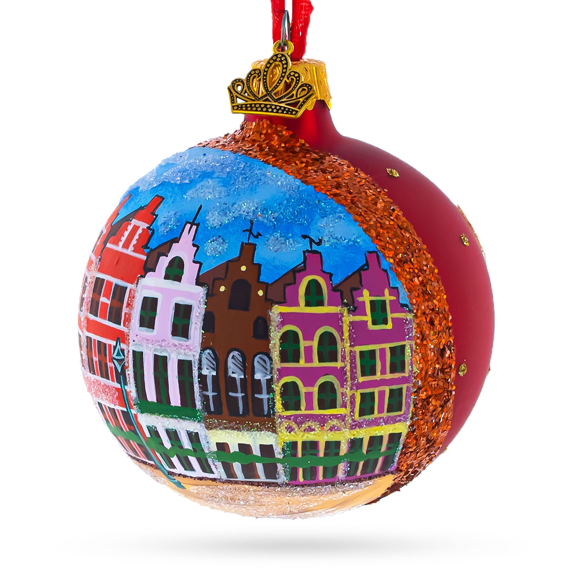 Markt of Bruges, Belgium Glass Ball Christmas Ornament 3.25 Inches BestPysanky