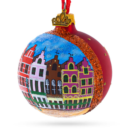Markt of Bruges, Belgium Glass Ball Christmas Ornament 3.25 Inches BestPysanky
