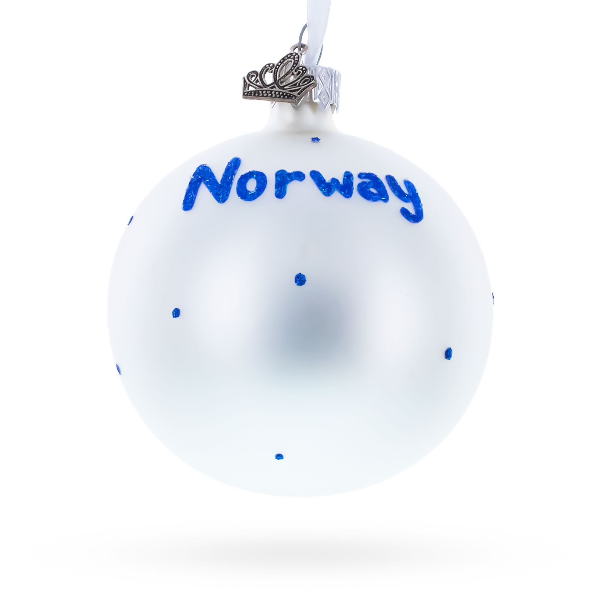 Flag of Norway Glass Ball Christmas Ornament 3.25 Inches