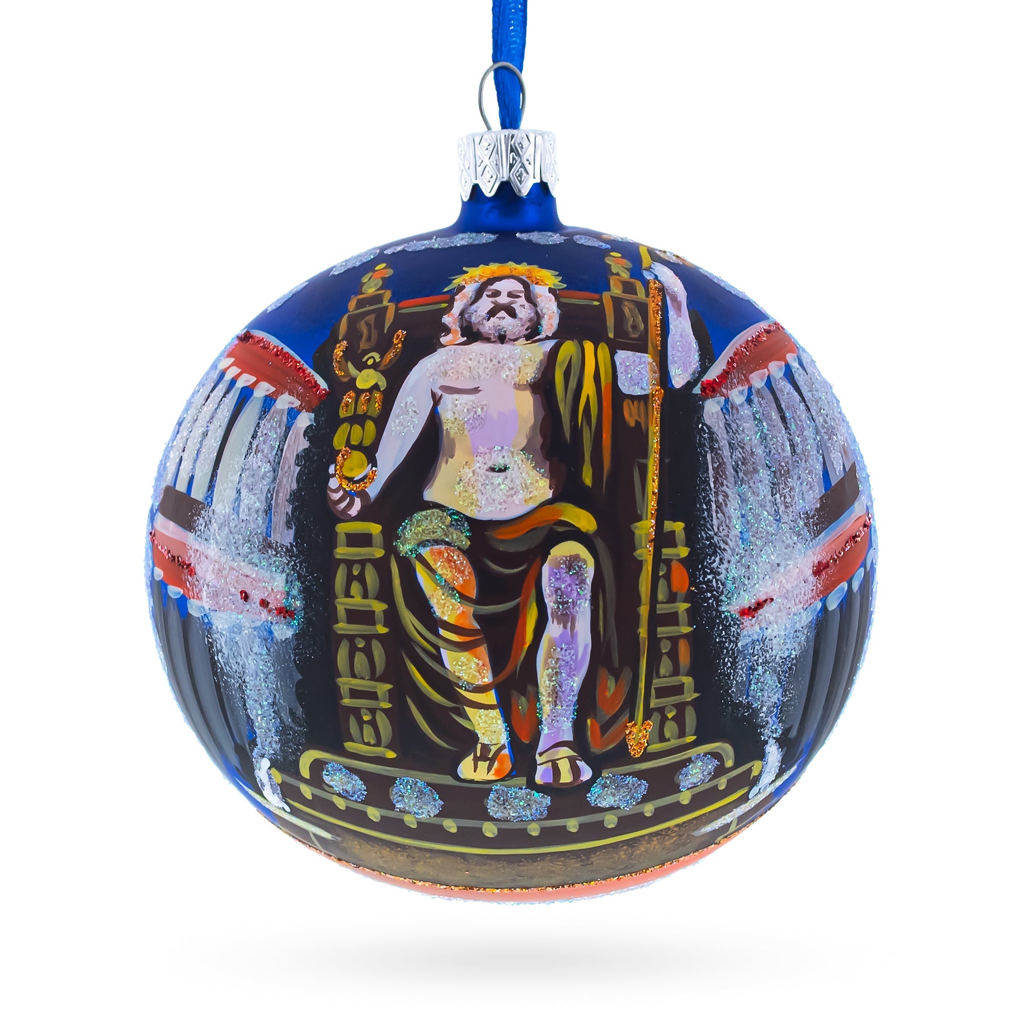 Statue of Zeus in Olympia, Greece Glass Ball Christmas Ornament 4 Inches
