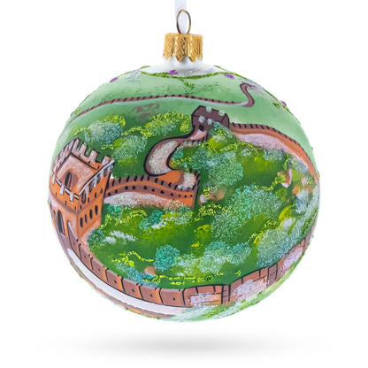 The Great Wall of China Glass Ball Christmas Ornament 4 Inches