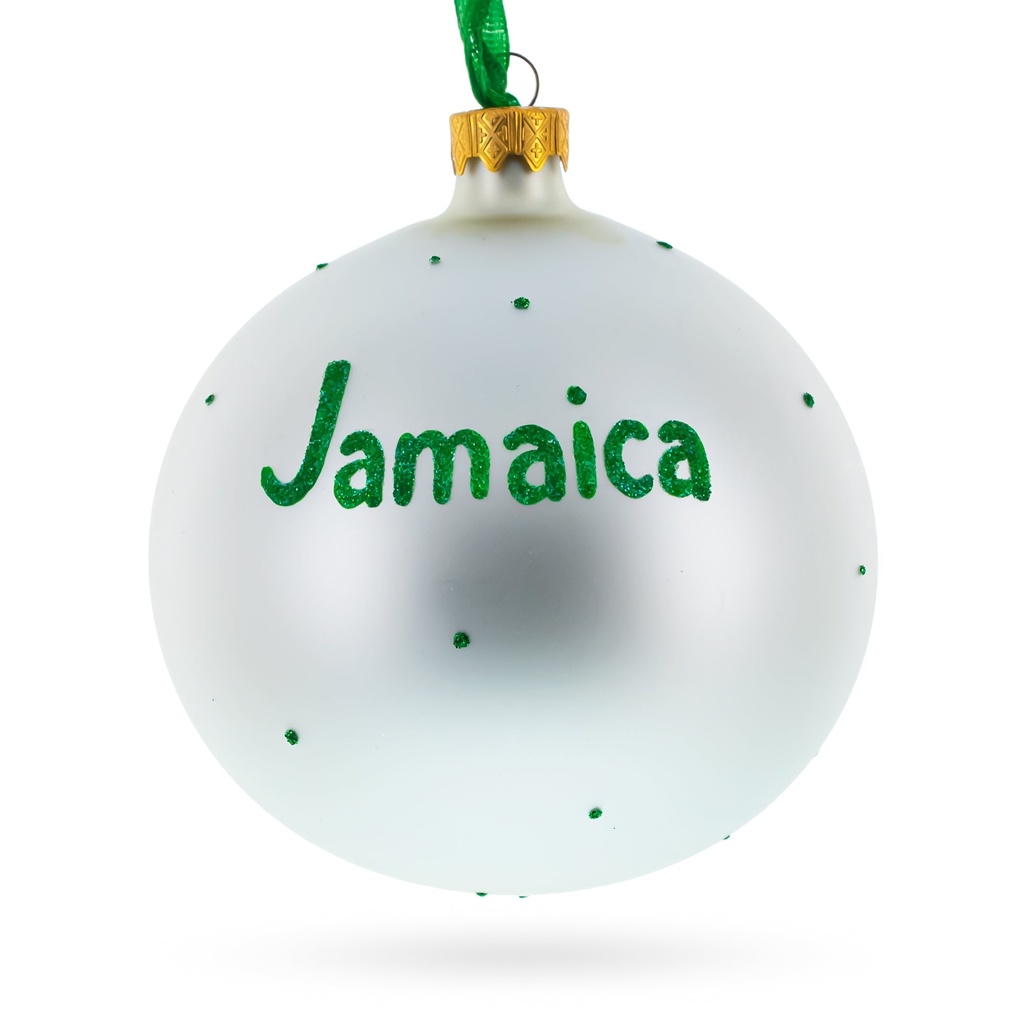Flag of Jamaica Glass Ball Christmas Ornament 4 Inches