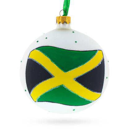 Flag of Jamaica Glass Ball Christmas Ornament 4 Inches