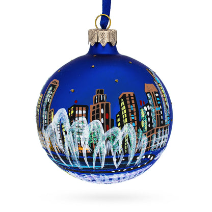 The Dubai Fountain, United Arab Emirates Glass Ball Christmas Ornament 3.25 Inches