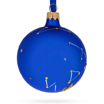 Leo Zodiac Horoscope Sign Blue Glass Ball Christmas Ornament 3.25 Inches BestPysanky