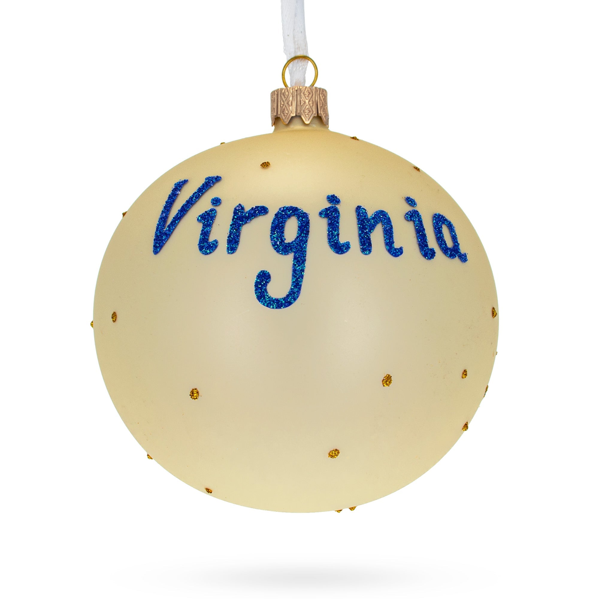 Virginia State, USA Glass Ball Christmas Ornament 4 Inches